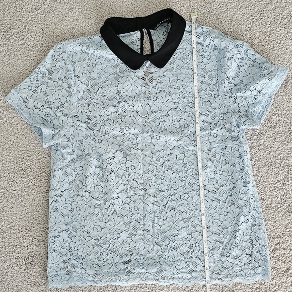 Zara Lace Top with Contrast Peter Pan Collar - Picture 10 of 11